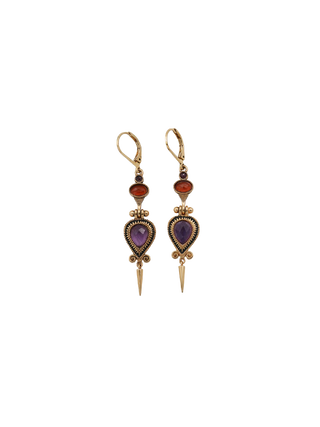 LA2L Arena Medium Earrings with purple Amethyst and red Hessonite stones | LE FIGUE NEW YORK