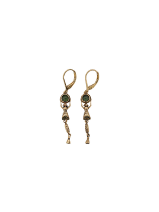 LA2L Circle Small Earrings with green Serpentine stones and articulated gold drops | LE FIGUE NEW YORK