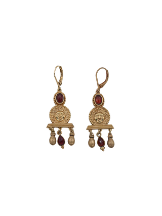 LA2L Medusa Oval Earrings with red hessonite stones, Medusa medallions and articulated drops | LE FIGUE NEW YORK