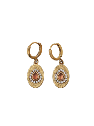 LA2L Dolie Enamel Drop Earrings Gold Filled Pink Tourmaline Teardrop Crystal Halo | LE FIGUE NEW YORK