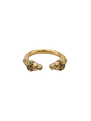LA2L Aya Lion Ring Sculptural Double Lion Head Gold Filled Wraparound Ring | LE FIGUE NEW YORK