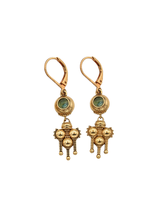 LA2L Jasmine Beaded Earrings Gold Filled Blue Tourmaline Sculptural Beaded Drop Earrings | LE FIGUE NEW YORK