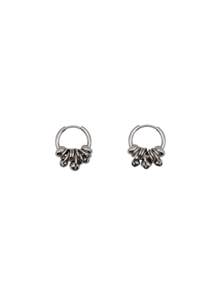 JAMAIS NUE Eclipse Mini Earrings Silver Sculptural Polished Stainless Steel Hoop Earrings | LE FIGUE NEW YORK