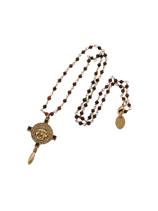LA2L Medusa Stone Necklace, gold-filled Medusa pendant necklace with natural hessonite and serpentine gemstones | LE FIGUE NEW YORK
