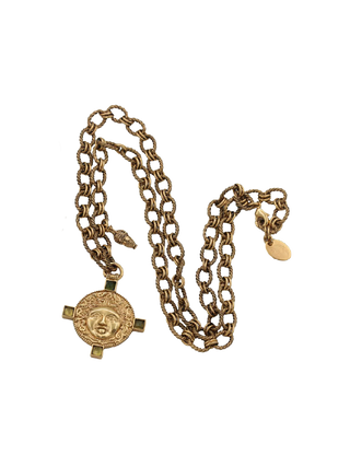 LA2L Medusa Chain Necklace, gold-filled Medusa pendant necklace with hessonite and serpentine gemstone accents | LE FIGUE NEW YORK