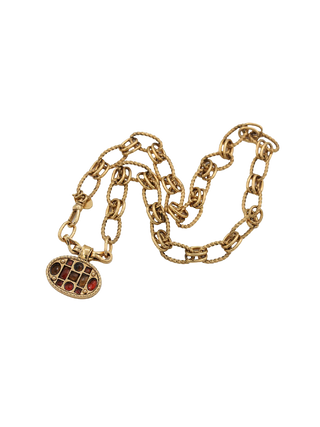 LA2L Medusa XXL Necklace, gold-filled statement necklace with hessonite and serpentine gemstone pendant | LE FIGUE NEW YORK