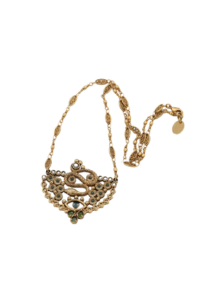 LA2L Rima Necklace, gold-filled statement necklace with serpentine and amethyst stones, serpent and eye motifs | LE FIGUE NEW YORK