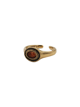 LA2L Arena Ring, gold-filled open ring with genuine gemstone and sunburst detailing | LE FIGUE NEW YORK