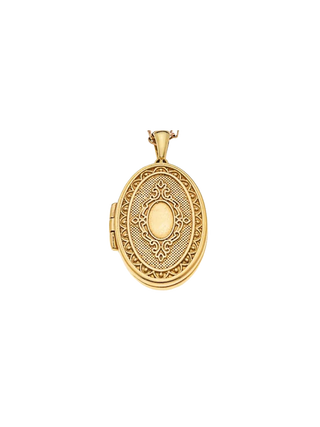Antique Locket Pendant with Gold Filled Oval Setting, Intricate Vintage-Inspired Engravings and Ornate Openwork Details | LE FIGUE NEW YORK