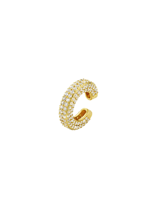 MYA BAY Super Shiny Excess Ear Cuff, wide gold-filled cuff with multi-row clear cubic zirconia pavé | LE FIGUE NEW YORK