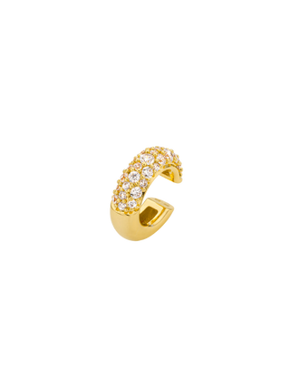 MYA BAY Champagne Ear Cuff, wide gold-filled cuff with clear and champagne cubic zirconia | LE FIGUE NEW YORK