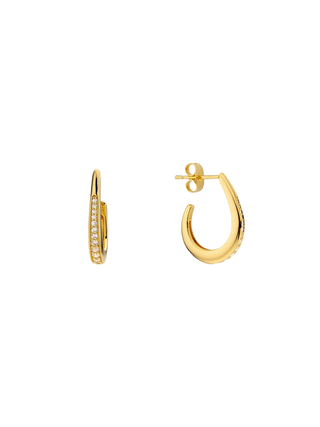 MYA BAY Shiny Strong Earrings, polished gold-filled rounded earrings with clear cubic zirconia detailing | LE FIGUE NEW YORK