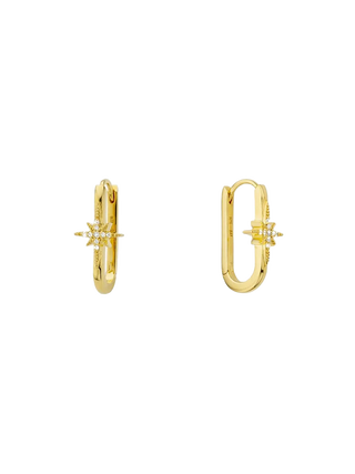 MYA BAY Diwali Jazzy Earrings, polished gold-filled elongated earrings with clear cubic zirconia starburst accents | LE FIGUE NEW YORK