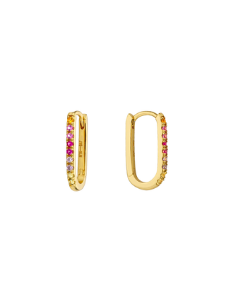 MYA BAY Rainbow Shiny Multicolor Jazzy Rectangular Huggie Gold Filled Earrings | LE FIGUE NEW YORK