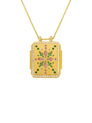 MYA BAY Garden Boheme Gold Filled Floral Pendant Necklace with Multicolor Cubic Zirconia | LE FIGUE NEW YORK