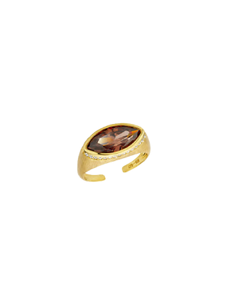 MYA BAY Smoked Brown Identity Gold Filled Ring with Brown Stone | LE FIGUE NEW YORK