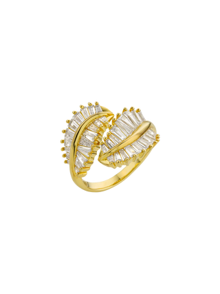 MYA BAY Leaves Gold Filled Ring with Baguette Cubic Zirconia | LE FIGUE NEW YORK