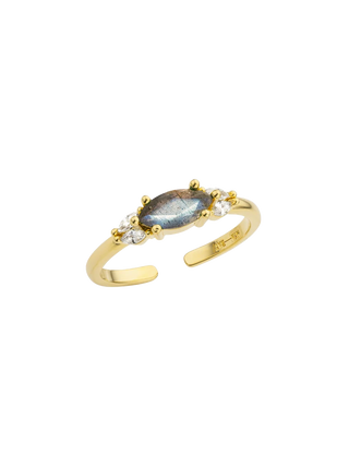 MYA BAY Mercure Essential Gold Filled Open Ring with Labradorite and Cubic Zirconia | LE FIGUE NEW YORK