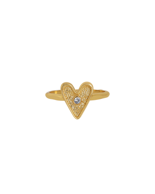 Heart Ring with White Tanzanite Stone