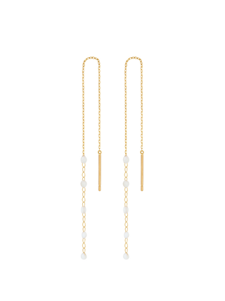 White Resin Gold Chain Earrings