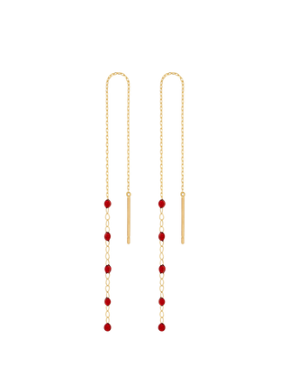 Red Resin Gold Chain Earrings