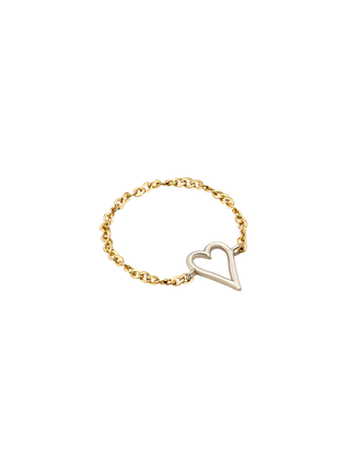 Miliemoon Line Heart Yellow Layered Gold Chain 14K Solid Gold Heart Ring | LE FIGUE NEW YORK