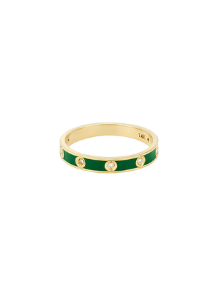 Green Epoxy Lab Diamond Gold Ring