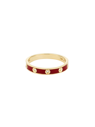 Red Epoxy Lab Diamond Gold Ring