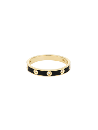 Black Epoxy Lab Diamond Gold Ring