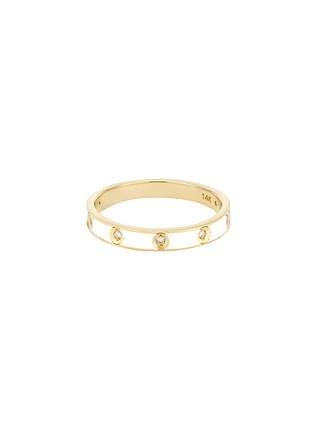 White Epoxy Lab Diamond Gold Ring