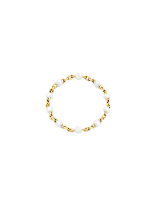Miliemoon White Point Gold Chain Ring 14K Solid Gold White Epoxy Chain Ring | LE FIGUE NEW YORK