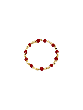 Miliemoon Red Point Gold Chain Ring 14K Solid Gold Red Epoxy Chain Ring | LE FIGUE NEW YORK