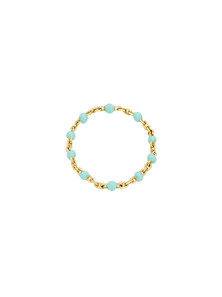 Miliemoon Mint Point Gold Chain Ring 14K Solid Gold Mint Epoxy Chain Ring | LE FIGUE NEW YORK