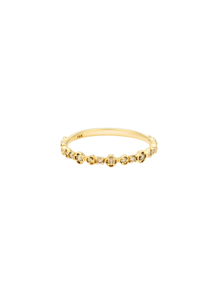 Cognac  Diamond Floral Band Ring