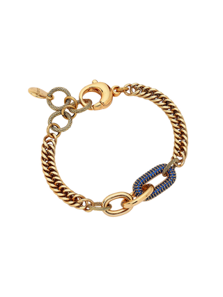 Mon Reve Axis Gold Filled Bracelet with Mixed Chain Links and Blue Detail | LE FIGUE NEW YORK