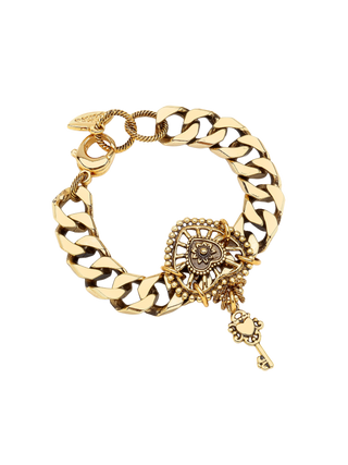 Mon Reve Braza Gold Filled Curb Chain Bracelet with Ornate Charm | LE FIGUE NEW YORK