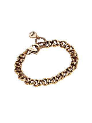Mon Reve Satin Fire Gold Filled Curb Chain Bracelet with Rounded Polished Links | LE FIGUE NEW YORK