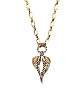 Mon Reve Winged Strength Gold Filled Necklace with Sculptural Textured Wing Pendant | LE FIGUE NEW YORK