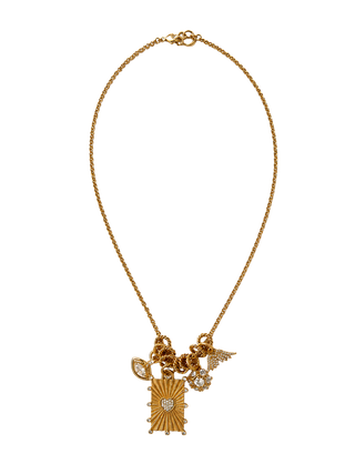 Mon Reve Zeya Necklace I Gold Filled Charm Necklace with Heart Eye Wing and Cubic Zirconia Details | LE FIGUE NEW YORK