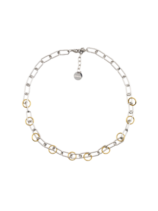 JAMAIS NUE Mixed Metal Link Necklace Silver and Gold Tone Stainless Steel Layering Necklace | LE FIGUE NEW YORK