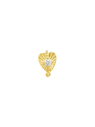 Romilt Crystal Heart Charm Huggies Everyday 14K Gold Vermeil Crystal Heart Huggie Earrings | LE FIGUE NEW YORK