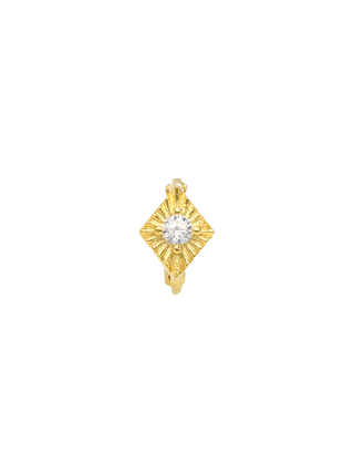Romilt Crystal Rhombus Gem Huggies Everyday 14K Gold Vermeil Crystal Huggie Earrings | LE FIGUE NEW YORK