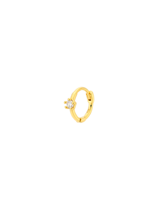 Romilt Mono Stone Mini Huggies Everyday 14K Gold Vermeil Huggie Earrings | LE FIGUE NEW YORK
