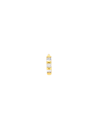 Romilt Triple Square Crystal Mini Huggies Everyday 14K Gold Vermeil Crystal Huggie Earrings | LE FIGUE NEW YORK