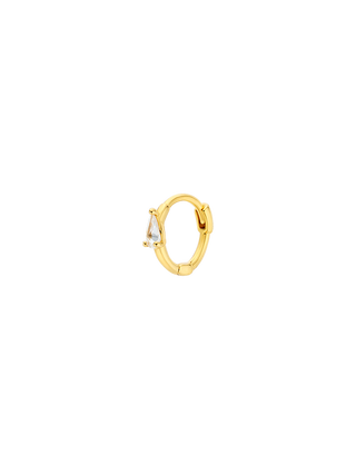 Romilt Mono Raindrop Mini Huggies Everyday 14K Gold Vermeil Huggie Earrings | LE FIGUE NEW YORK