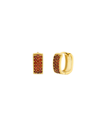Romilt Dazzling Garnet Square Earrings Vintage-Inspired Gold Filled Garnet Cubic Zirconia Huggie Earrings | LE FIGUE NEW YORK