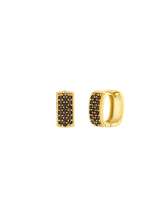 Romilt Dazzling Cognac Square Earrings Gold Filled Cognac Cubic Zirconia Square Hoop Earrings | LE FIGUE NEW YORK