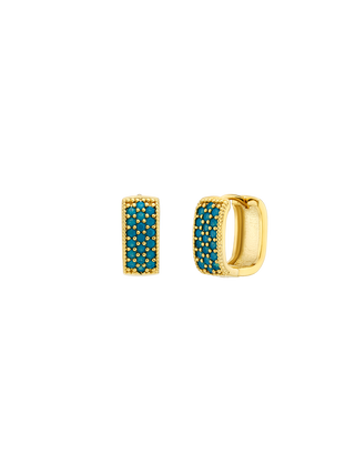 Romilt Dazzling Turquoise Square Earrings Gold Filled Turquoise Cubic Zirconia Square Hoop Earrings | LE FIGUE NEW YORK