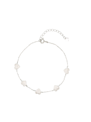 Romilt Premium Moissanite Pavé Heart Gold Vermeil Bracelet with Five Heart Motifs and Adjustable Chain | LE FIGUE NEW YORK