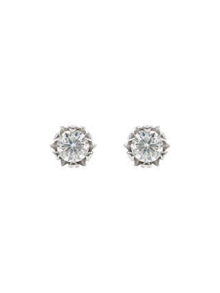 Romilt Premium Moissanite Petal Prong 5mm Gold Vermeil Stud Earrings | LE FIGUE NEW YORK
